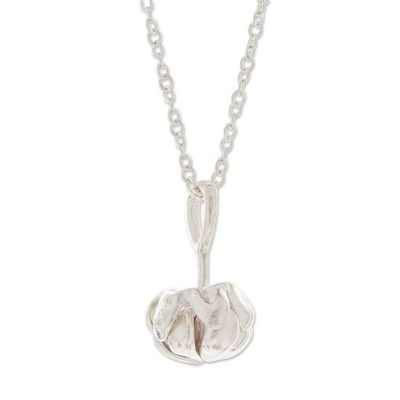Alternate image for Cubic Zirconia and Sterling Silver Lotus Pendant Necklace Guadalajara Lotus