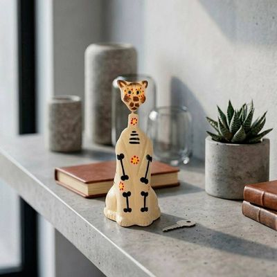Alternate image for Hand-Painted Day of the Dead Purple Ceramic Cat Sculpture Enchanted Meows