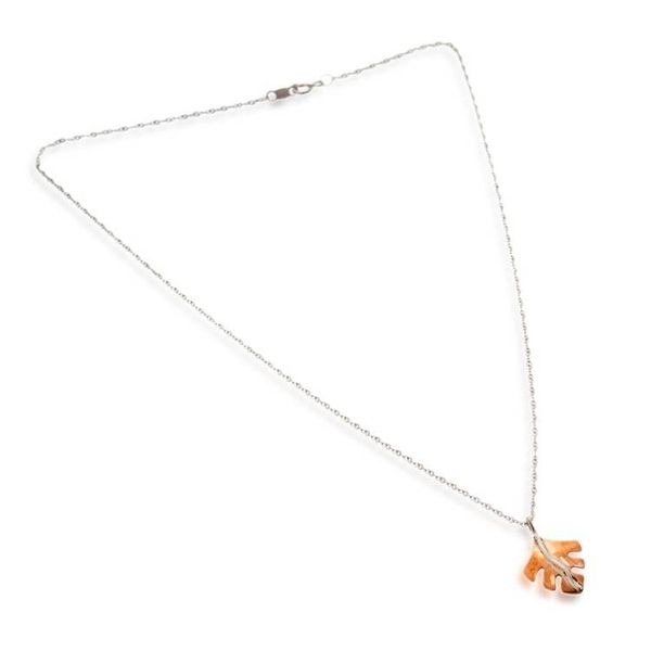 Alternate image for Modern Leaf-Themed Taxco Silver and Copper Pendant Necklace Contemporary Leaf