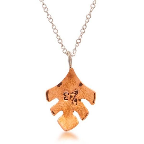 Alternate image for Modern Leaf-Themed Taxco Silver and Copper Pendant Necklace Contemporary Leaf