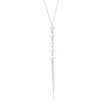 Alternate image for Sterling Silver Y-Necklace with Five Pearls Glowing Quintet