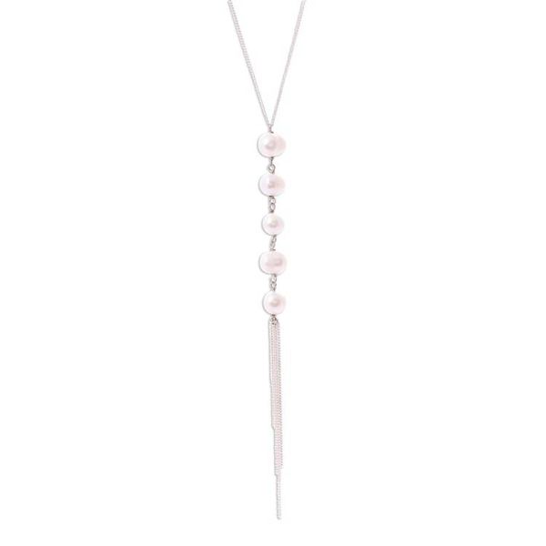 Alternate image for Sterling Silver Y-Necklace with Five Pearls Glowing Quintet