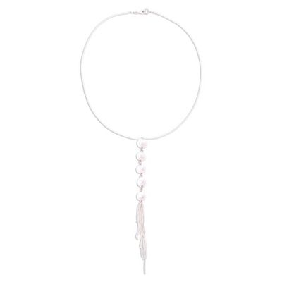 Alternate image for Sterling Silver Y-Necklace with Five Pearls Glowing Quintet