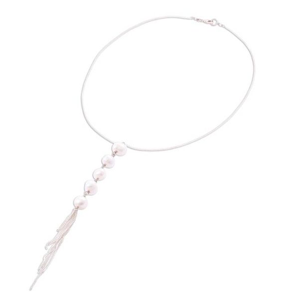 Alternate image for Sterling Silver Y-Necklace with Five Pearls Glowing Quintet