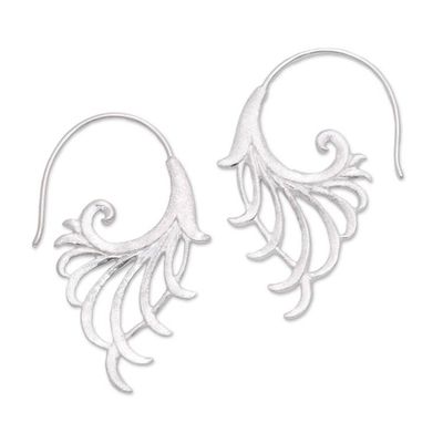 Alternate image for Openwork Sterling Silver Half-Hoop Earrings from Bali Flying Wings
