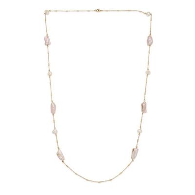 Alternate image for Artisan-Made 24k Gold-Plated Cultured Pearl Station Necklace Elegance  Pearls