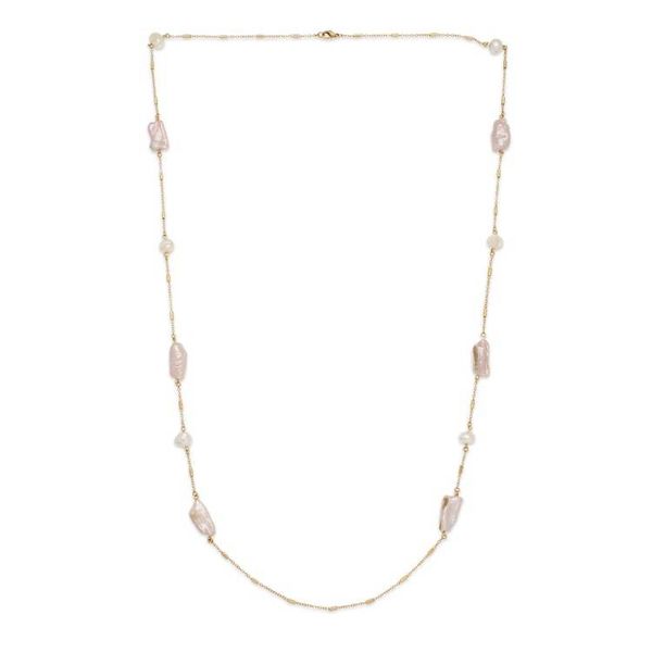 Alternate image for Artisan-Made 24k Gold-Plated Cultured Pearl Station Necklace Elegance  Pearls