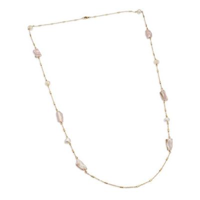 Alternate image for Artisan-Made 24k Gold-Plated Cultured Pearl Station Necklace Elegance  Pearls