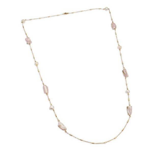 Alternate image for Artisan-Made 24k Gold-Plated Cultured Pearl Station Necklace Elegance  Pearls