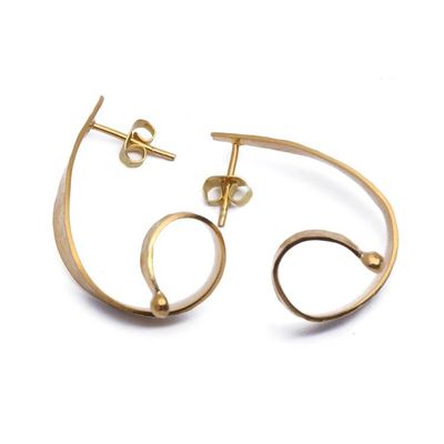 Alternate image for Hammered Windy 18k Gold-Plated Drop Earrings Made in Bali Palatial Winds