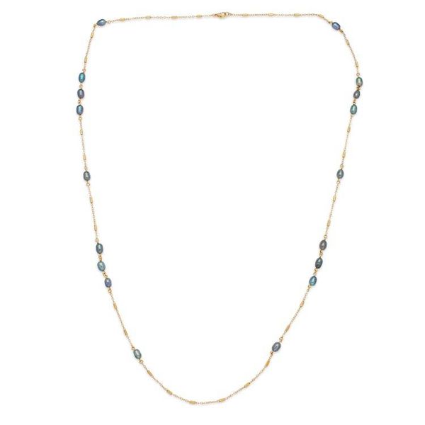 Alternate image for High-Polished 24k Gold-Plated Grey Pearl Station Necklace Wise Tides