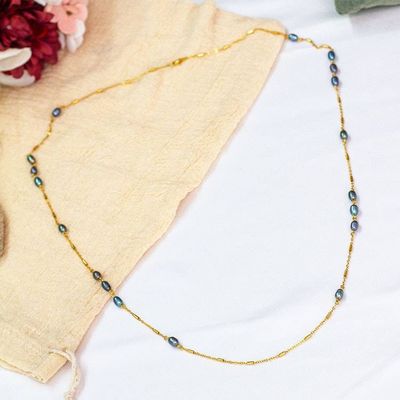 Alternate image for High-Polished 24k Gold-Plated Grey Pearl Station Necklace Wise Tides