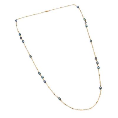 Alternate image for High-Polished 24k Gold-Plated Grey Pearl Station Necklace Wise Tides