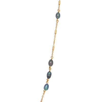 Alternate image for High-Polished 24k Gold-Plated Grey Pearl Station Necklace Wise Tides