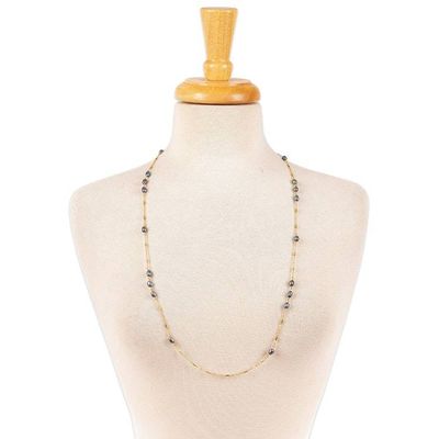 Alternate image for High-Polished 24k Gold-Plated Grey Pearl Station Necklace Wise Tides