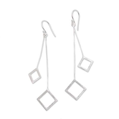 Alternate image for Geometric Sterling Silver Dangle Earrings from Bali Quantum Dangle