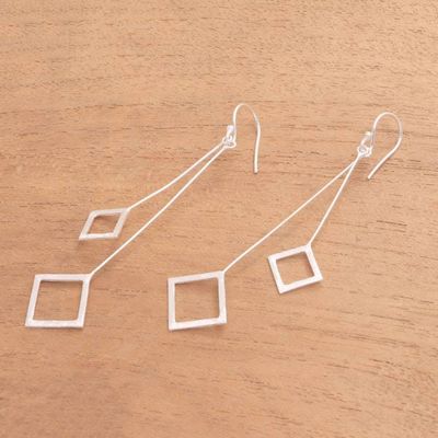 Alternate image for Geometric Sterling Silver Dangle Earrings from Bali Quantum Dangle