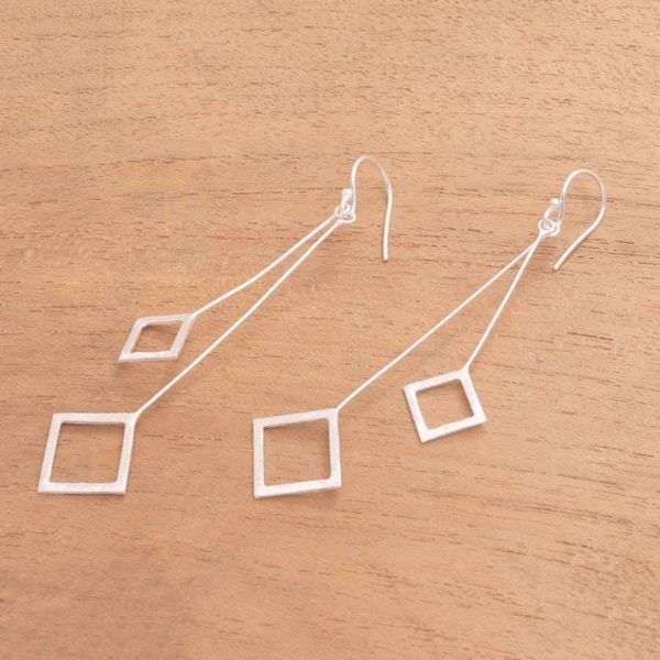 Alternate image for Geometric Sterling Silver Dangle Earrings from Bali Quantum Dangle