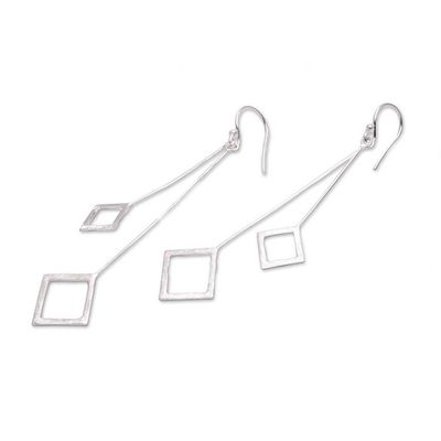 Alternate image for Geometric Sterling Silver Dangle Earrings from Bali Quantum Dangle