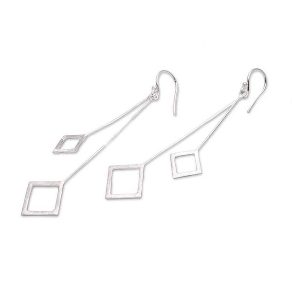 Alternate image for Geometric Sterling Silver Dangle Earrings from Bali Quantum Dangle