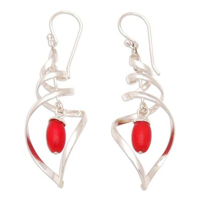 Alternate image for Handmade Garnet and Sterling Silver Dangle Earrings Hurricane Watch