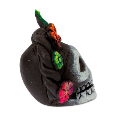 Alternate image for Day of the Dead-Themed Painted Frida Skull Ceramic Figurine Frida Underworld