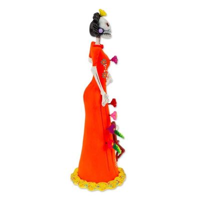 Alternate image for Hand-Painted Catrina  Monkey Ceramic Sculpture from Mexico Playful Catrina
