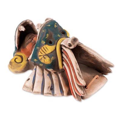 Alternate image for Earthtone Quetzalcoatl Handcrafted Ceramic Wall Mask Quetzalcoatl Revered