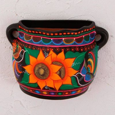 Alternate image for Hand-Painted Floral Ceramic Wall Flower Pot from Mexico Floral Growth