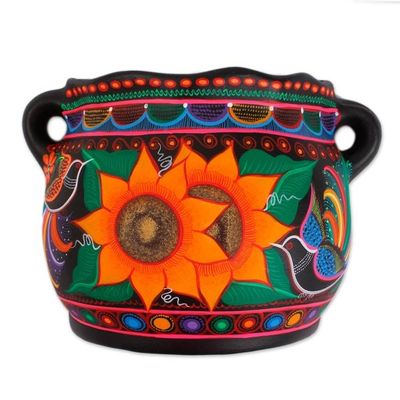 Alternate image for Hand-Painted Floral Ceramic Wall Flower Pot from Mexico Floral Growth