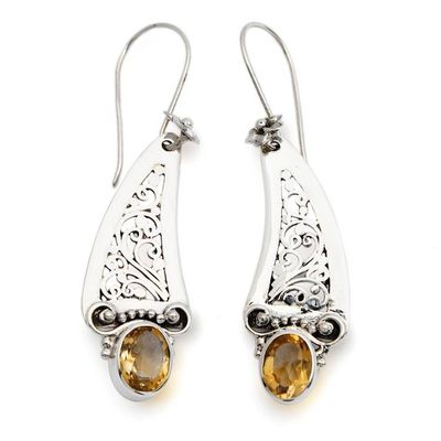 Alternate image for Citrine and 925 Silver Vine Motif Dangle Earrings from Bali Beautiful Vines