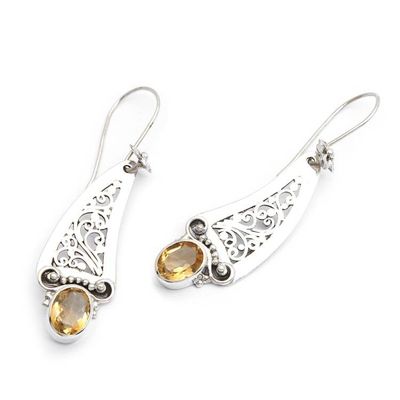 Alternate image for Citrine and 925 Silver Vine Motif Dangle Earrings from Bali Beautiful Vines