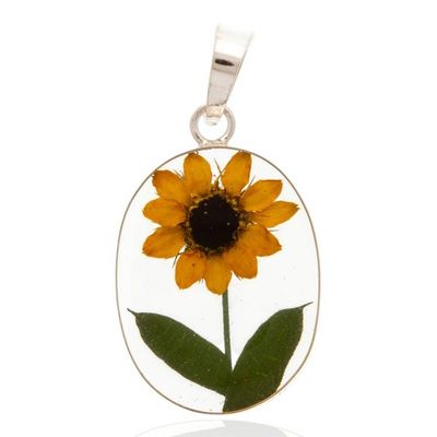 Alternate image for Spring-Inspired Natural Sunflower and Resin Oval Pendant My Adoration