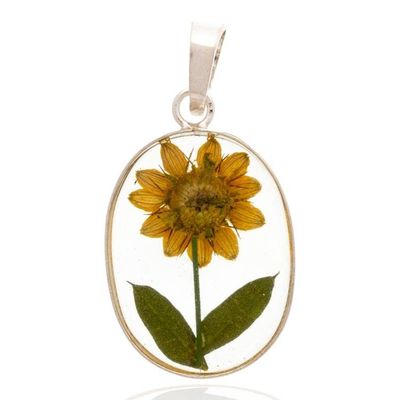 Alternate image for Spring-Inspired Natural Sunflower and Resin Oval Pendant My Adoration