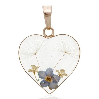 Alternate image for Romantic-Inspired Heart-Shaped Natural Flower Resin Pendant Little Relic