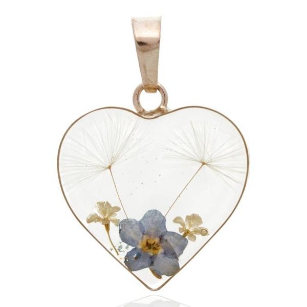 Alternate image for Romantic-Inspired Heart-Shaped Natural Flower Resin Pendant Little Relic