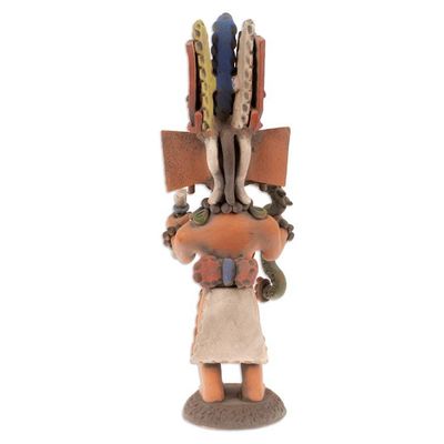 Alternate image for Hand-Painted Folk Art Tlaloc Priest Ceramic Sculpture Tlaloc Priest