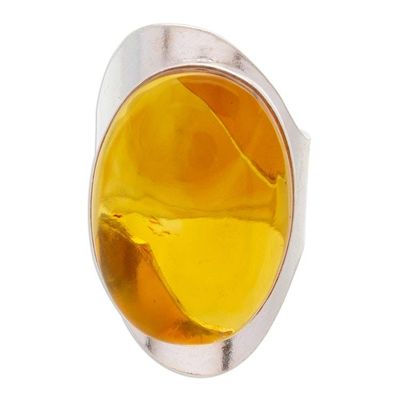 Alternate image for Sterling Silver Adjustable Cocktail Ring with Oval Amber Gleaming Glam