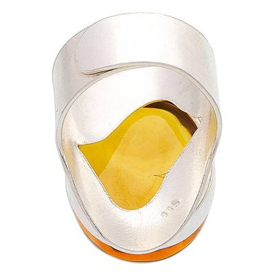 Alternate image for Sterling Silver Adjustable Cocktail Ring with Oval Amber Gleaming Glam