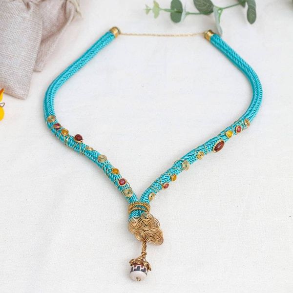 Alternate image for 18k Gold Accent Agate Pendant Necklace from Mexico Beautiful Fascination