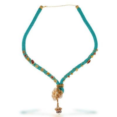 Alternate image for 18k Gold Accent Agate Pendant Necklace from Mexico Beautiful Fascination