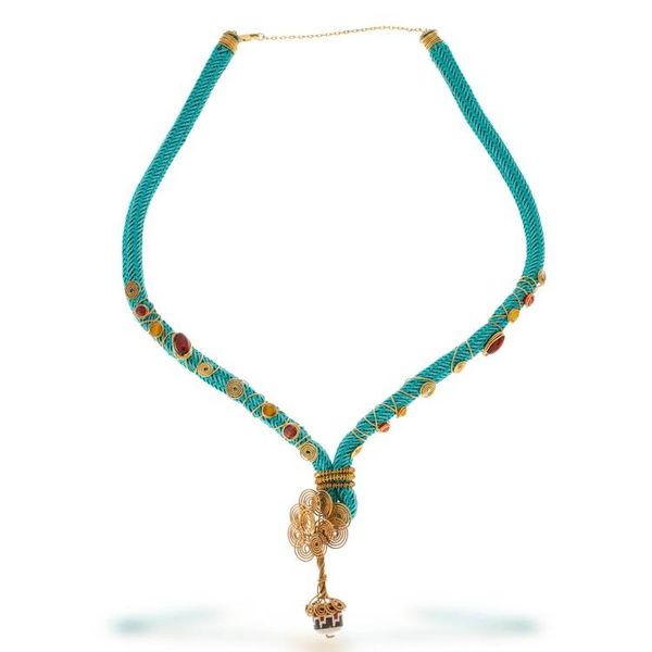 Alternate image for 18k Gold Accent Agate Pendant Necklace from Mexico Beautiful Fascination