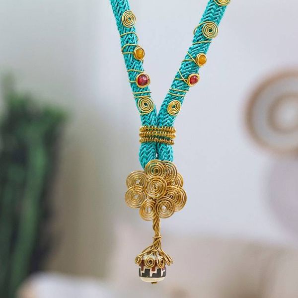 Alternate image for 18k Gold Accent Agate Pendant Necklace from Mexico Beautiful Fascination