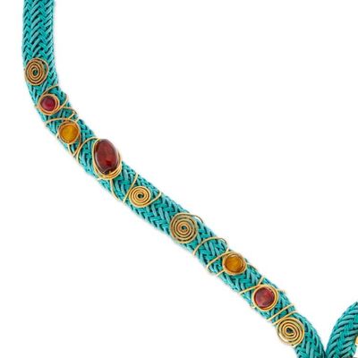 Alternate image for 18k Gold Accent Agate Pendant Necklace from Mexico Beautiful Fascination