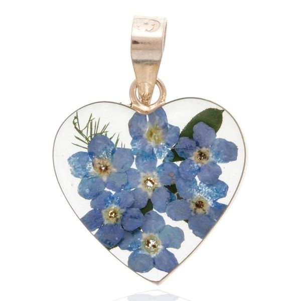 Alternate image for Heart-Shaped Natural Forget-Me-Not Flower and Resin Pendant Unforgettable Hearts