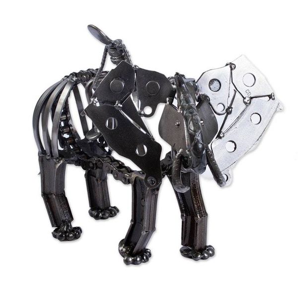 Alternate image for Elephant-Themed Recycled Metal Auto Part Sculpture The Elephant Rider