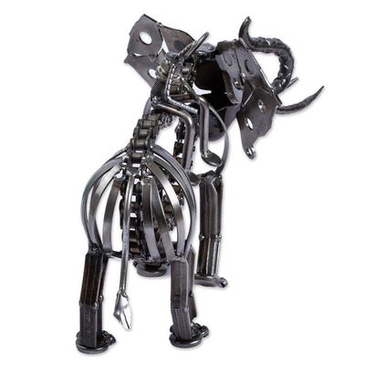 Alternate image for Elephant-Themed Recycled Metal Auto Part Sculpture The Elephant Rider
