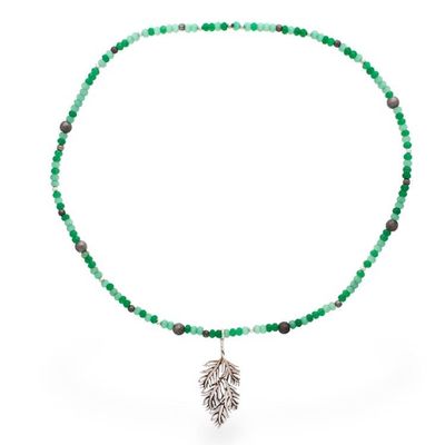 Alternate image for Aventurine Taxco Silver Leaf Choker and Pendant Necklace Verdant Leaf
