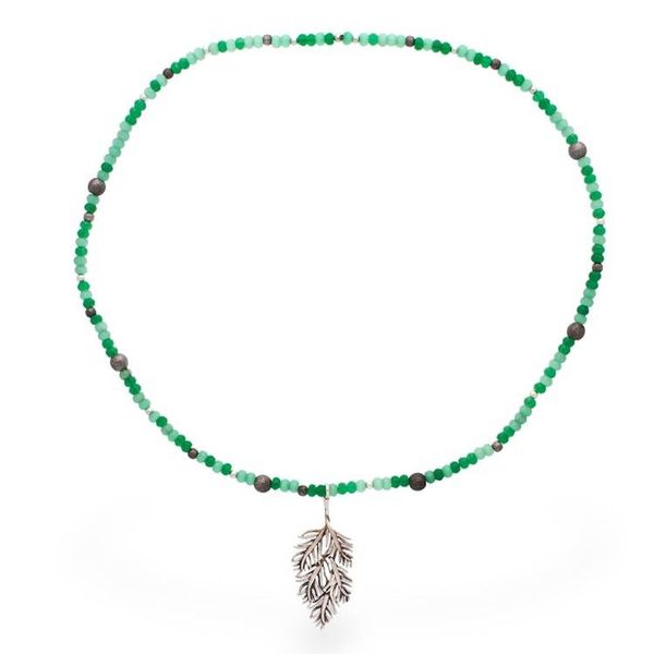 Alternate image for Aventurine Taxco Silver Leaf Choker and Pendant Necklace Verdant Leaf