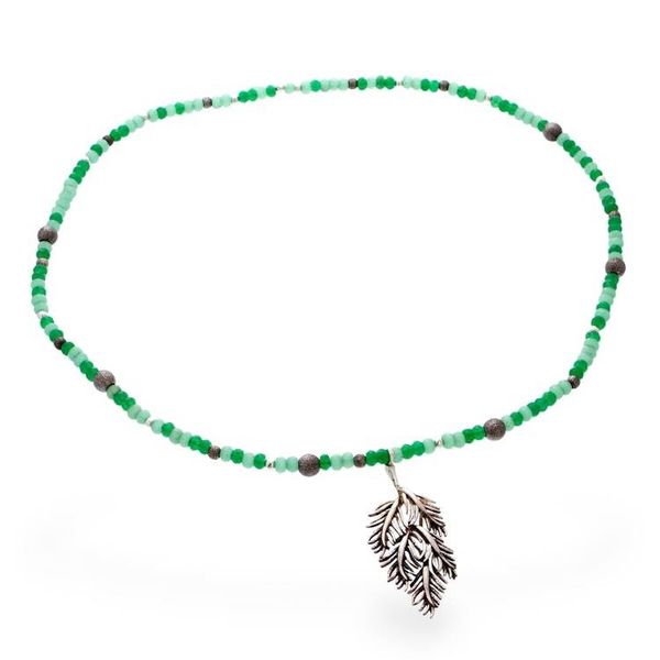 Alternate image for Aventurine Taxco Silver Leaf Choker and Pendant Necklace Verdant Leaf